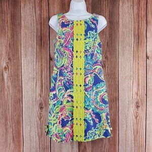 Lilly Pulitzer Size 2 Delia Shift Dress Toucan Play Cotton Colorful Floral Bows